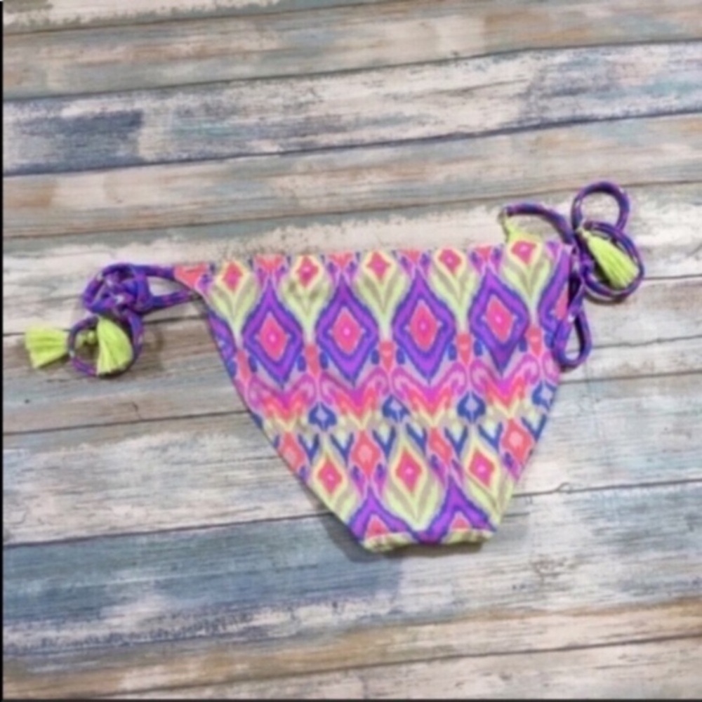 Xhilaration Bikini Bottoms Small Tie Side Tassel Multicolor Swimwear Women - Picture 4 of 4